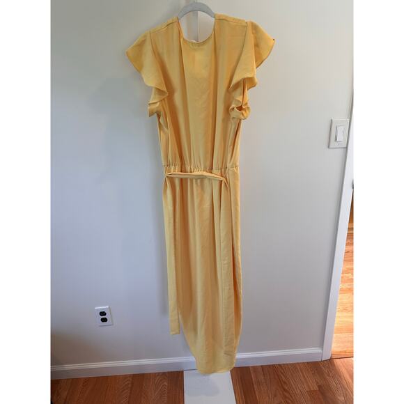 Amanda Uprichard Martinique Yellow Midi Belted Wrap Dress size 2X - Picture 6 of 8